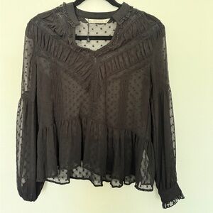 Zara Sheer Blouse with Polka Dots Size small